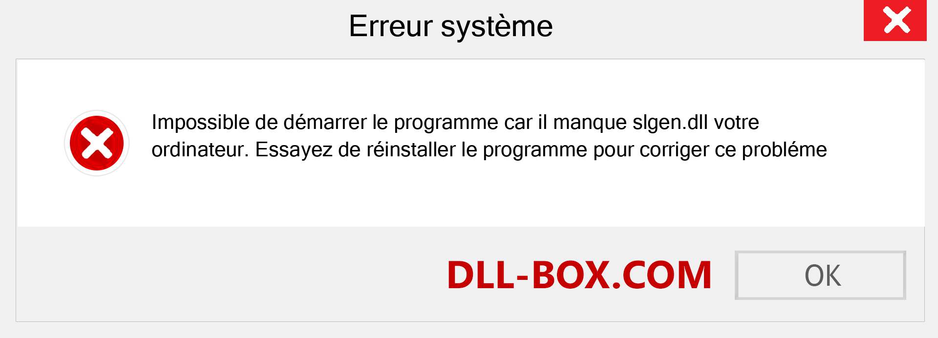 Le fichier slgen.dll est manquant ?. Télécharger pour Windows 7, 8, 10 - Correction de l'erreur manquante slgen dll sur Windows, photos, images