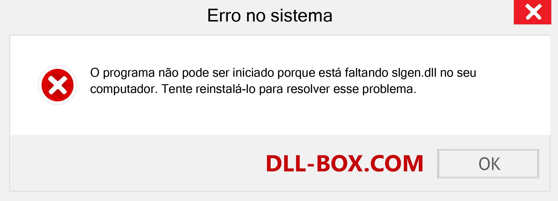 Arquivo slgen.dll ausente ?. Download para Windows 7, 8, 10 - Correção de erro ausente slgen dll no Windows, fotos, imagens